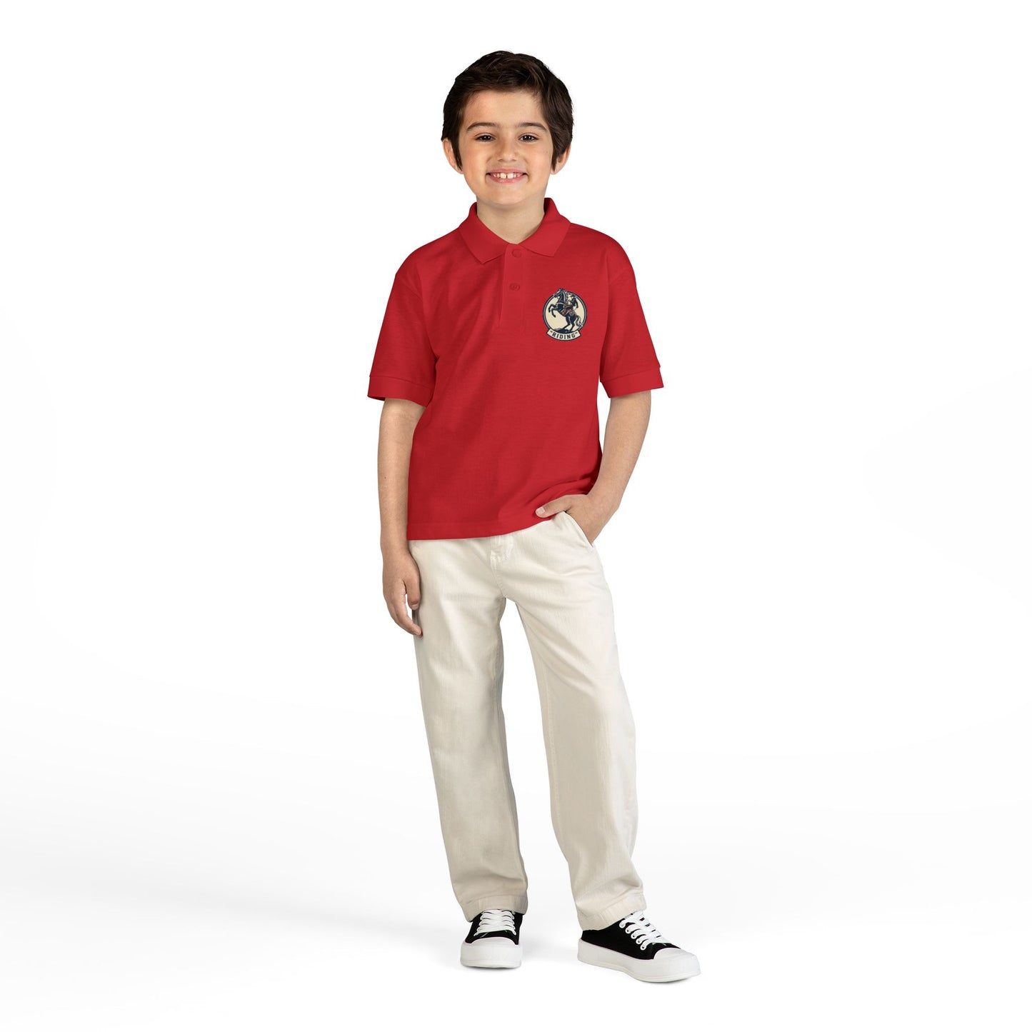 Vintage Globe Explorer logo Youth Polo | embroidered school crest