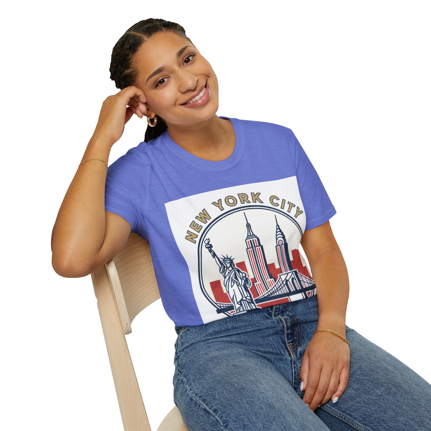 New York City Skyline T-Shirt — Statue of Liberty & Landmarks Retro Graphic Tee