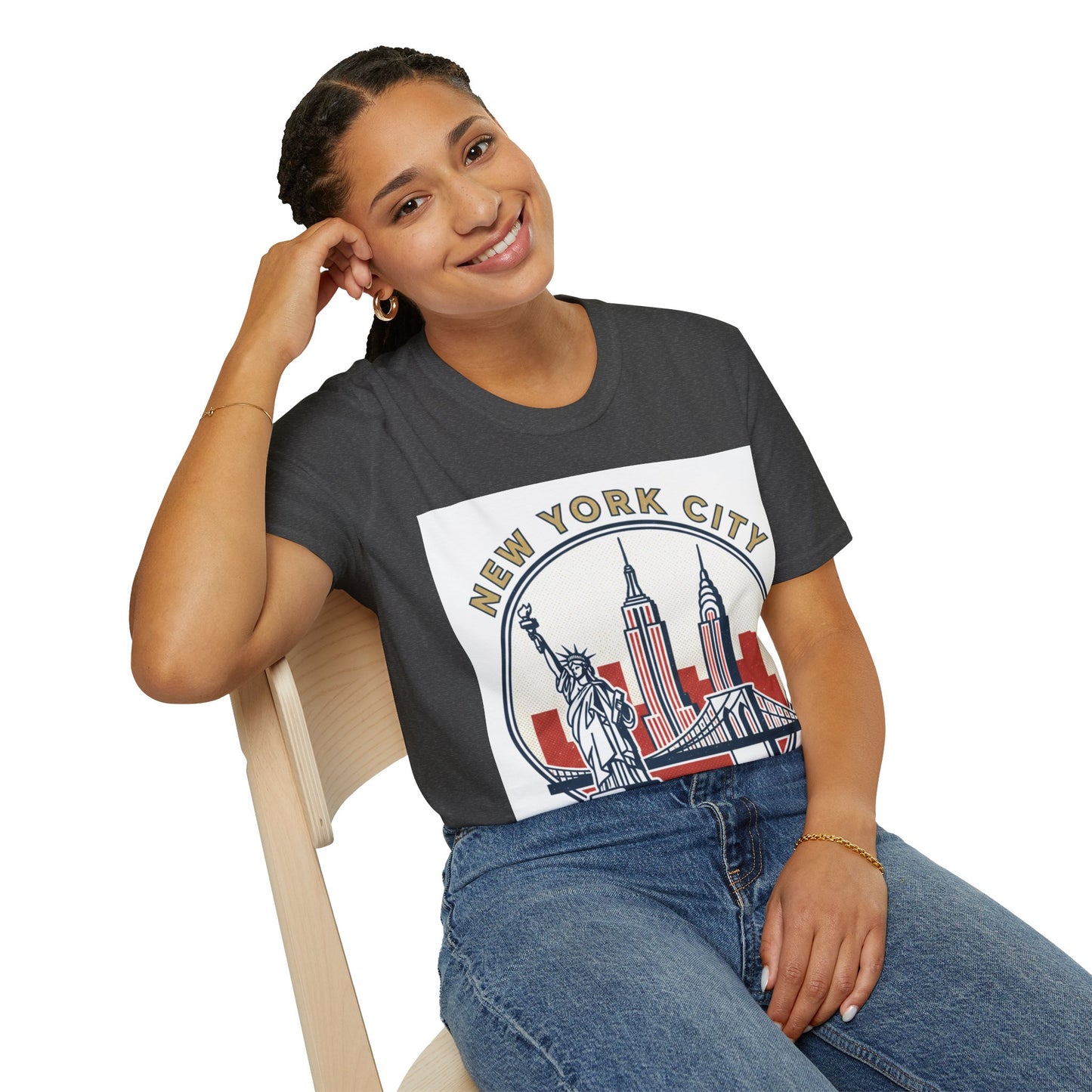 New York City Skyline T-Shirt — Statue of Liberty & Landmarks Retro Graphic Tee