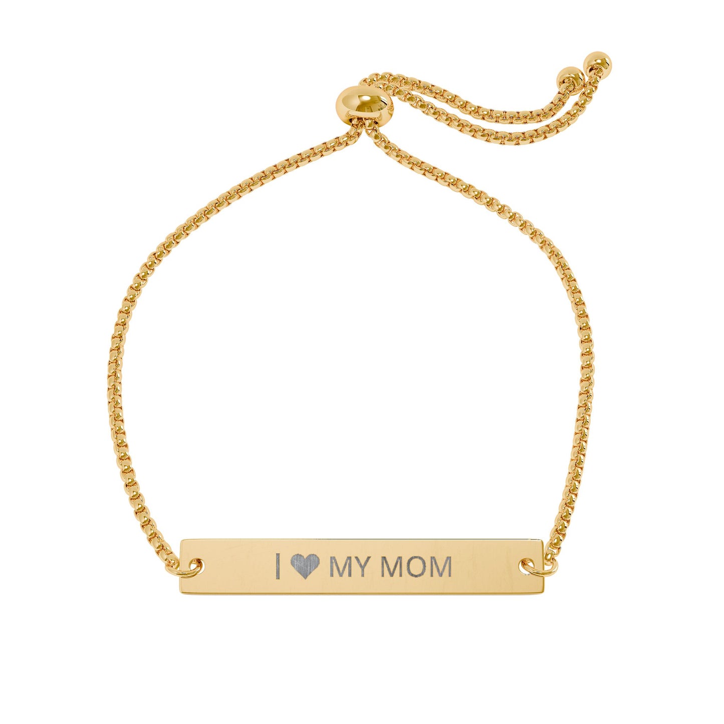 I  My Mom Engraved Adjustable Bar Bracelet