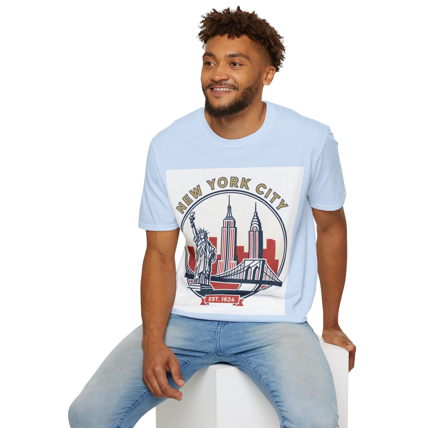 New York City Skyline T-Shirt — Statue of Liberty & Landmarks Retro Graphic Tee