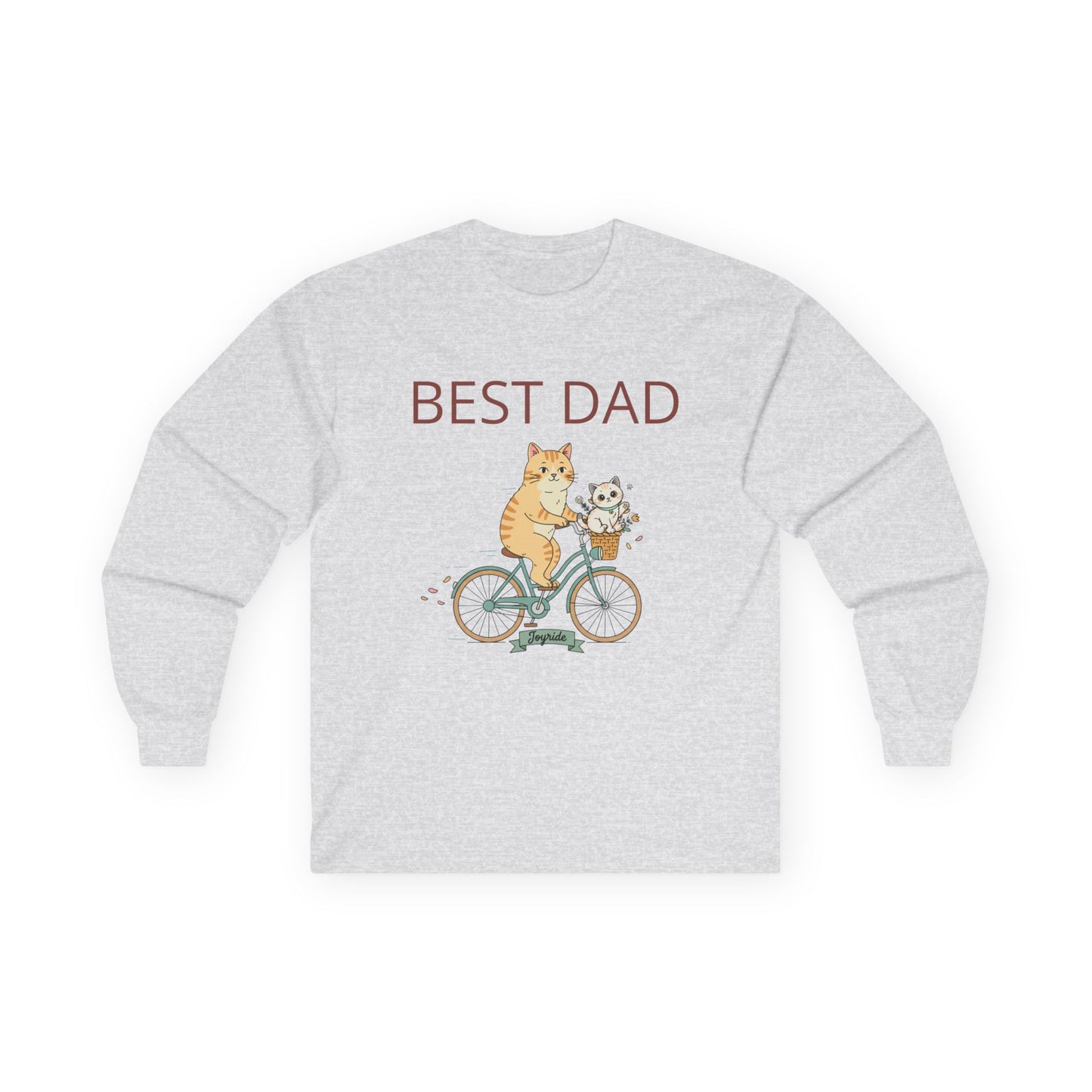 Best Dad Cat on Bike Long Sleeve Tee | Father Cat Illustration