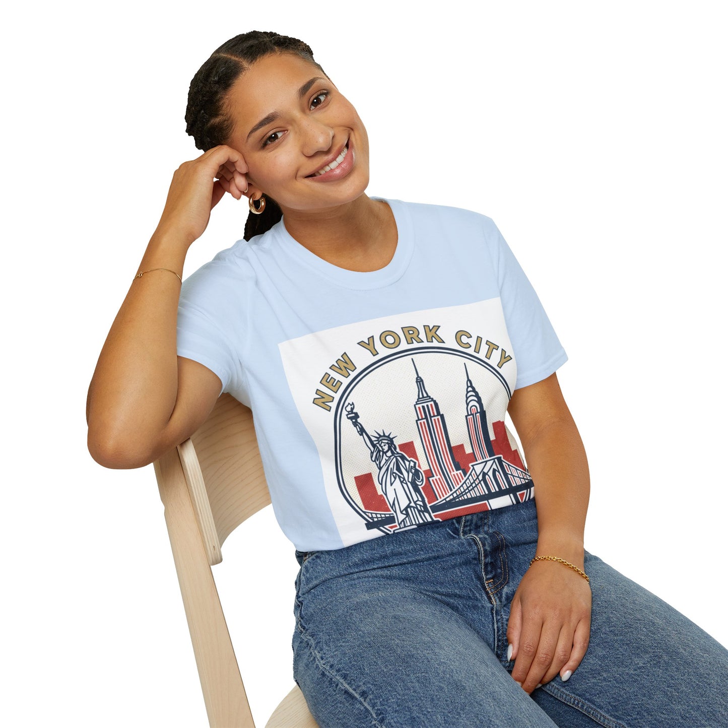 New York City Skyline T-Shirt — Statue of Liberty & Landmarks Retro Graphic Tee