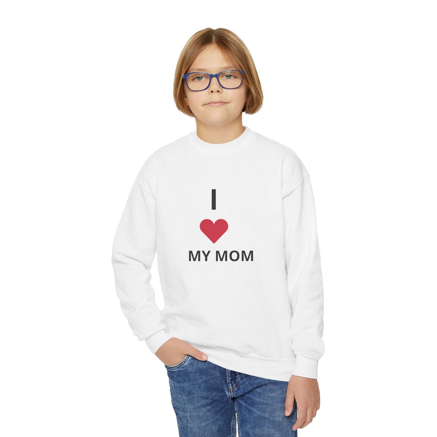 Youth Crewneck Sweatshirt "I  My Mom" - Kids Mother's Day Gift