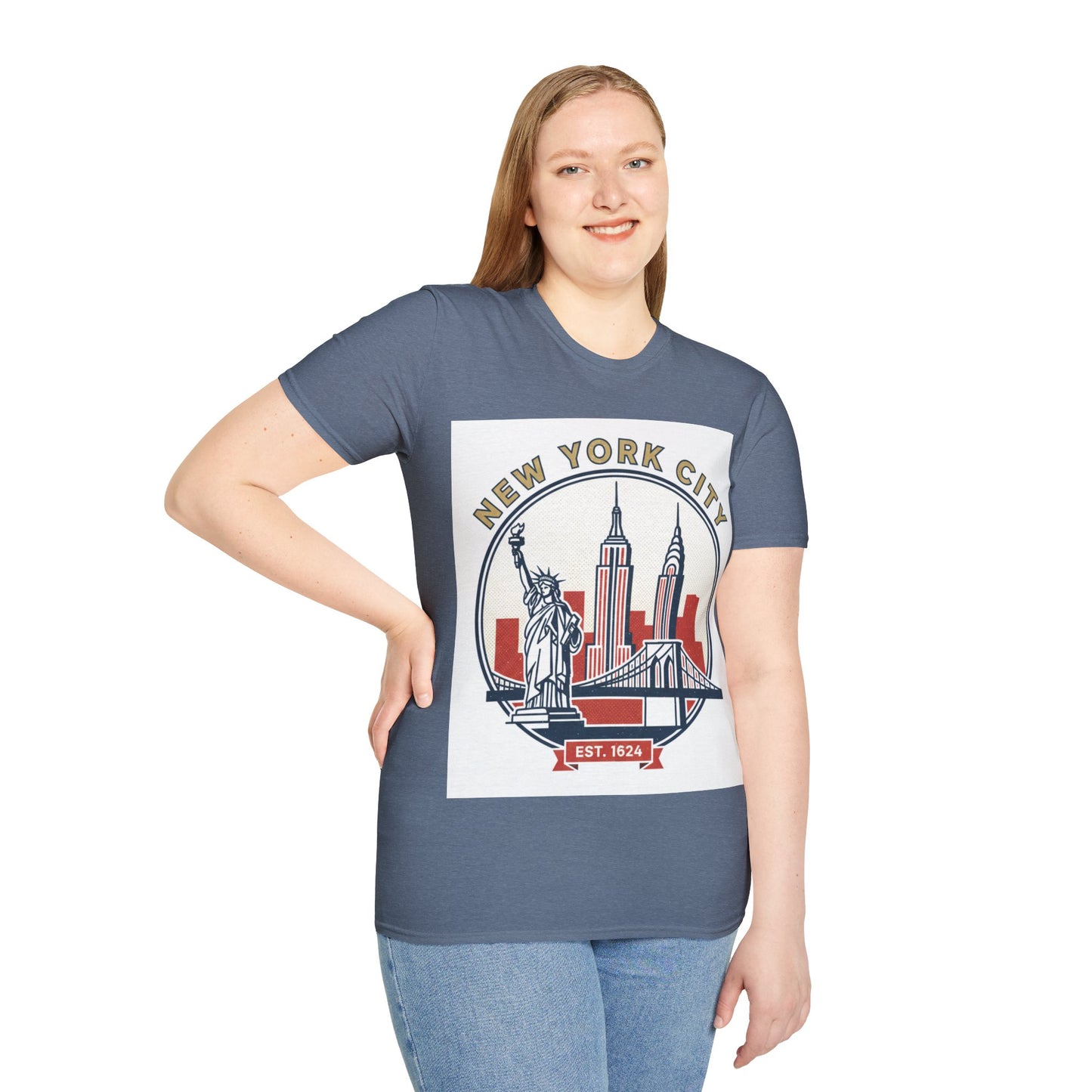 New York City Skyline T-Shirt — Statue of Liberty & Landmarks Retro Graphic Tee