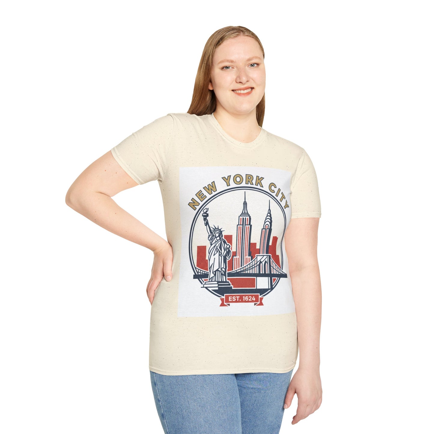 New York City Skyline T-Shirt — Statue of Liberty & Landmarks Retro Graphic Tee