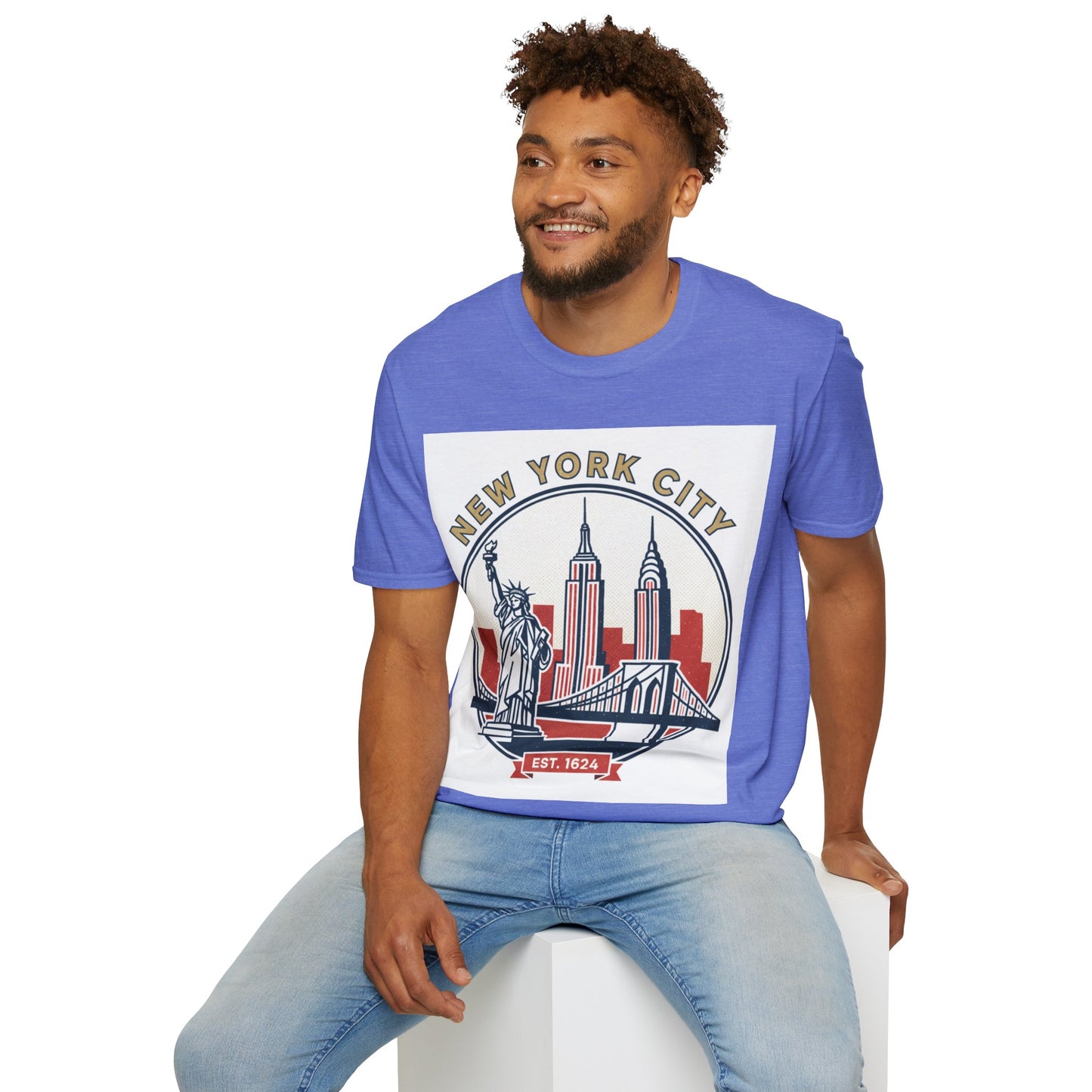 New York City Skyline T-Shirt — Statue of Liberty & Landmarks Retro Graphic Tee