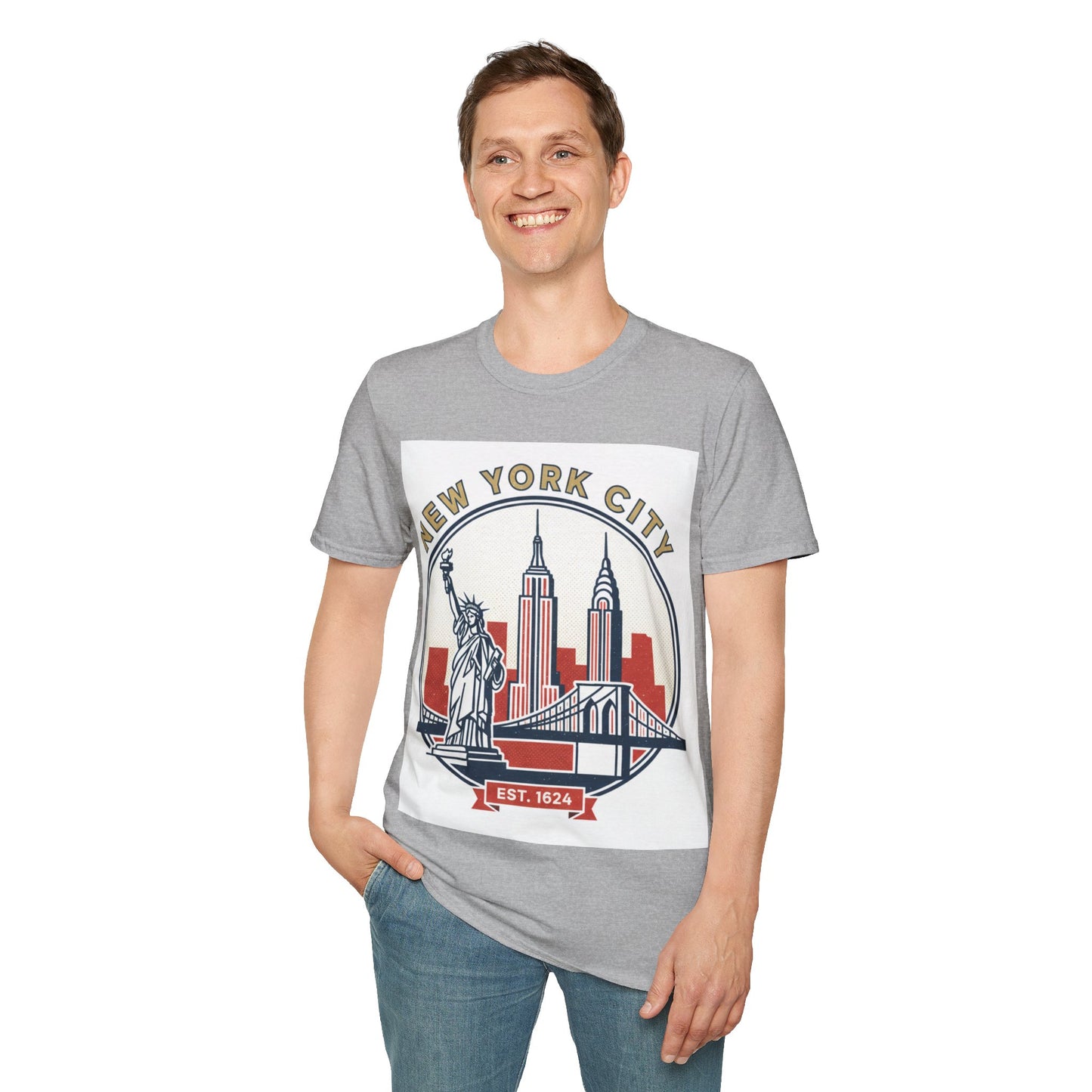 New York City Skyline T-Shirt — Statue of Liberty & Landmarks Retro Graphic Tee