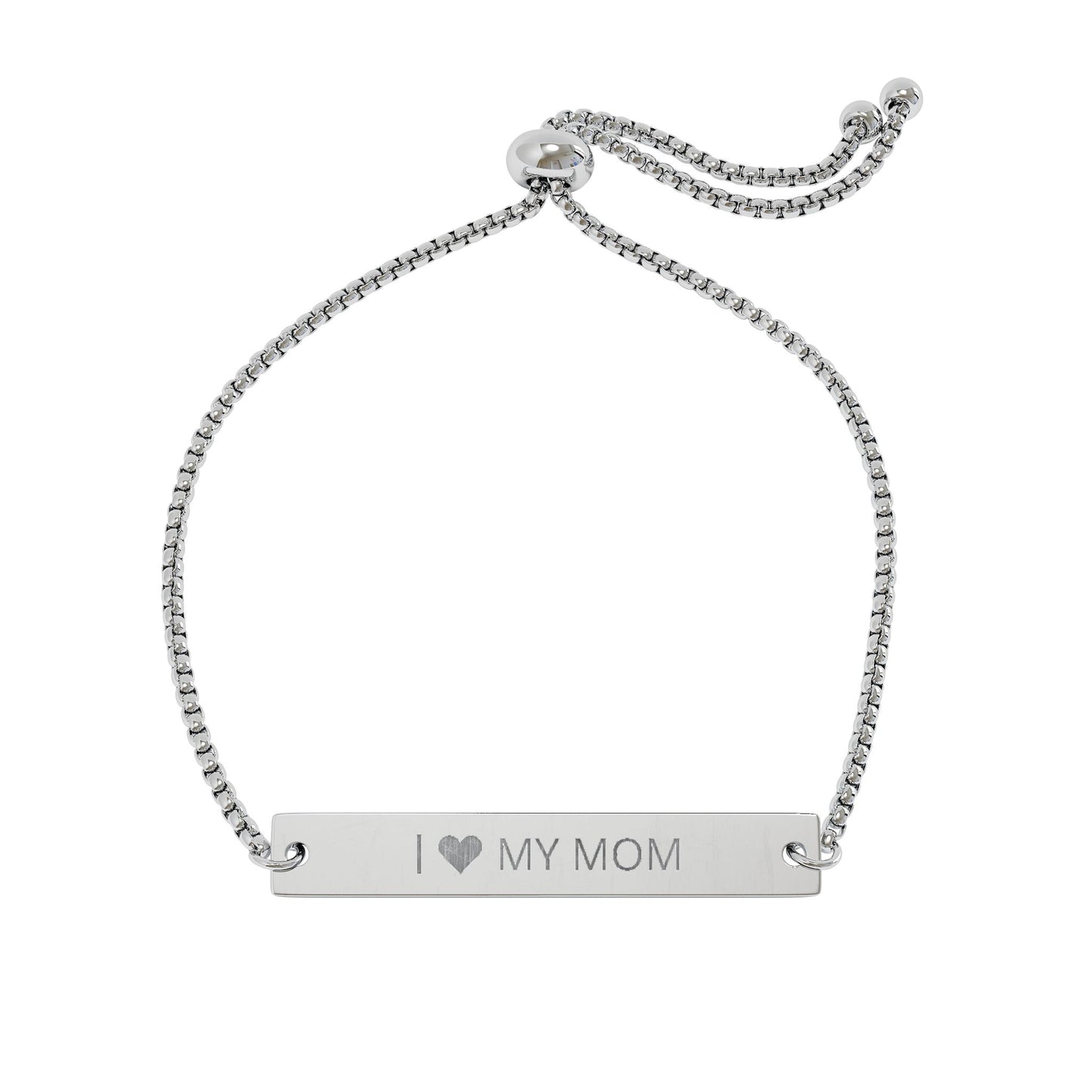 I  My Mom Engraved Adjustable Bar Bracelet
