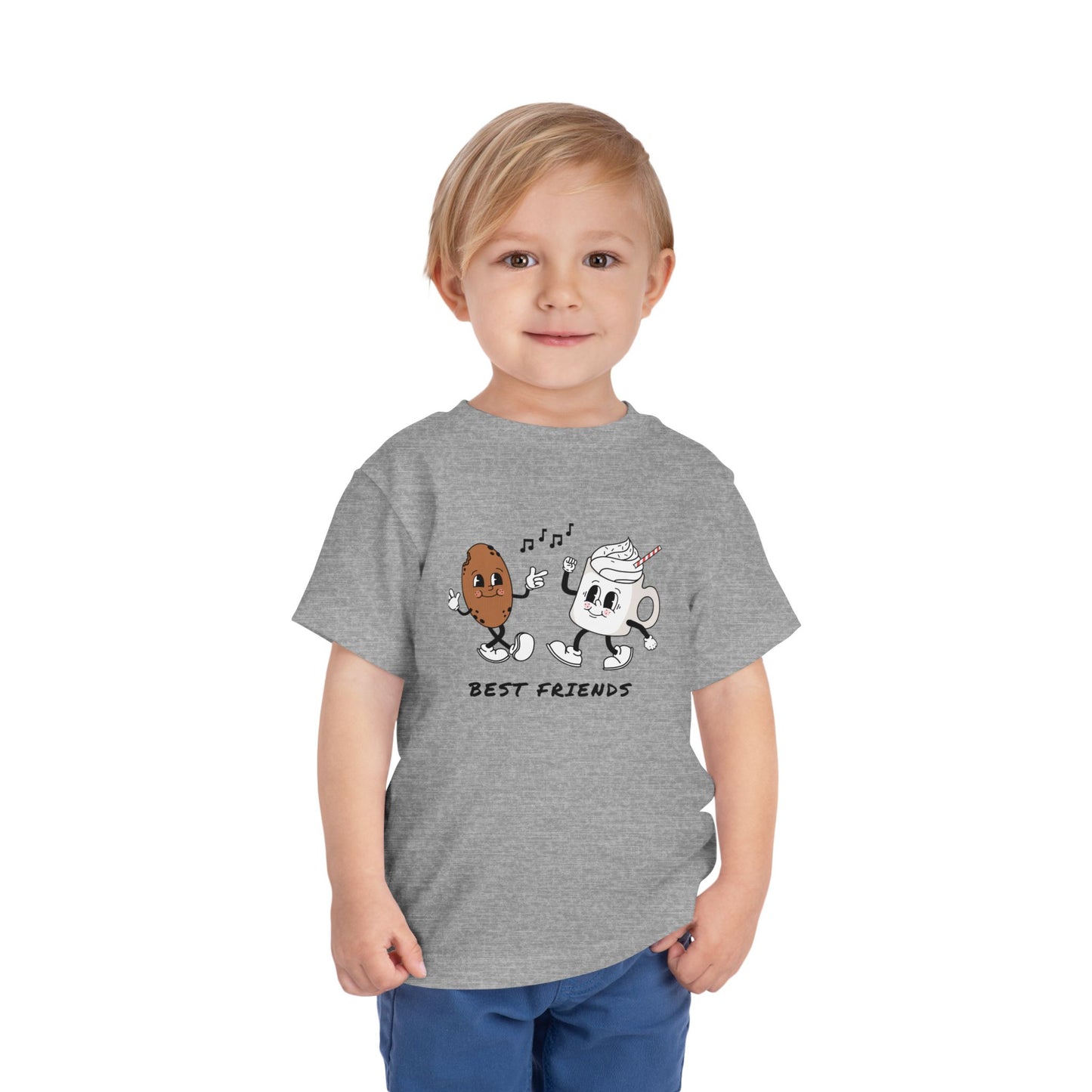 Toddler Tee - 'Best Friends' Coffee & Donut Cartoon Graphic