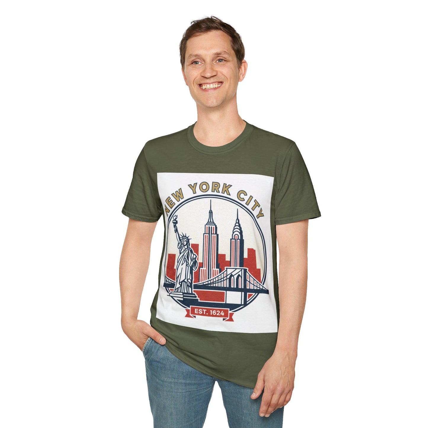 New York City Skyline T-Shirt — Statue of Liberty & Landmarks Retro Graphic Tee