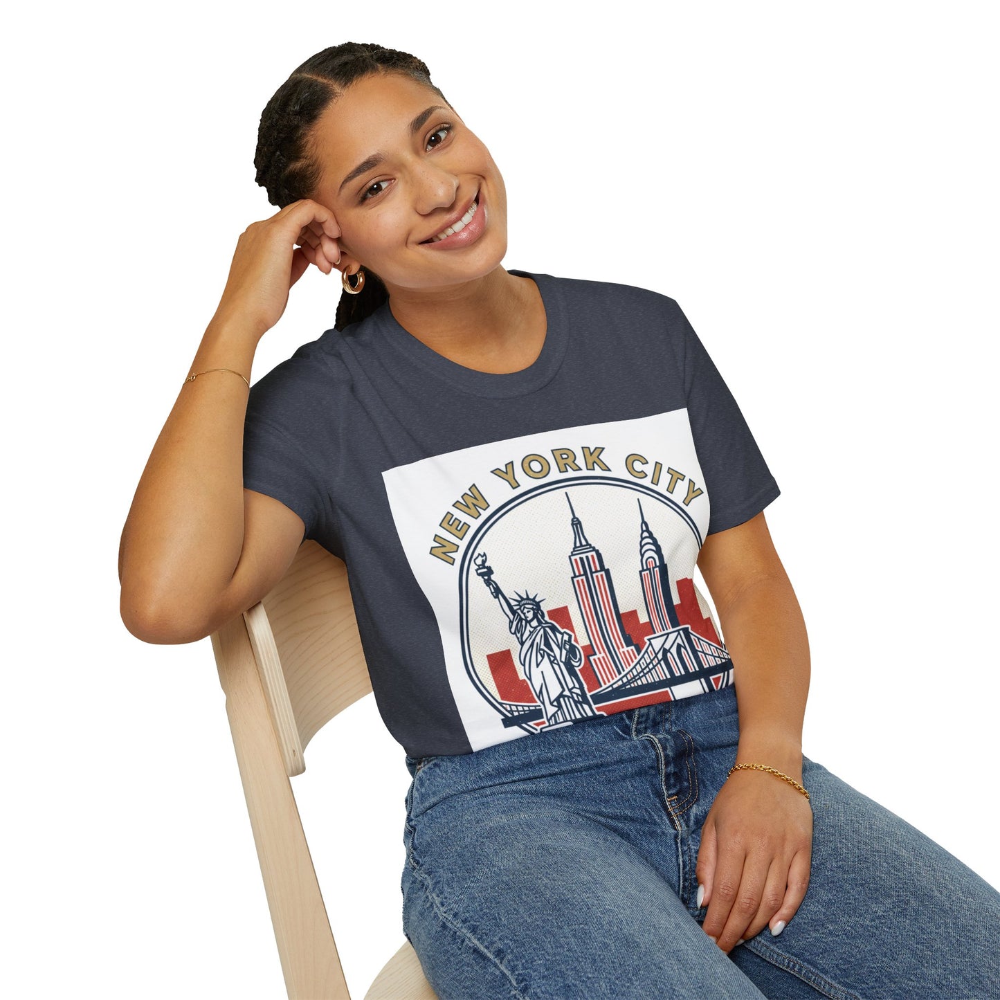 New York City Skyline T-Shirt — Statue of Liberty & Landmarks Retro Graphic Tee