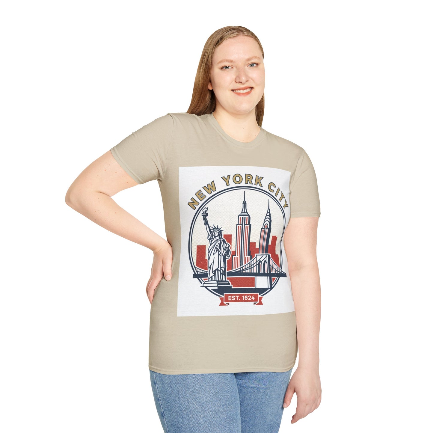 New York City Skyline T-Shirt — Statue of Liberty & Landmarks Retro Graphic Tee