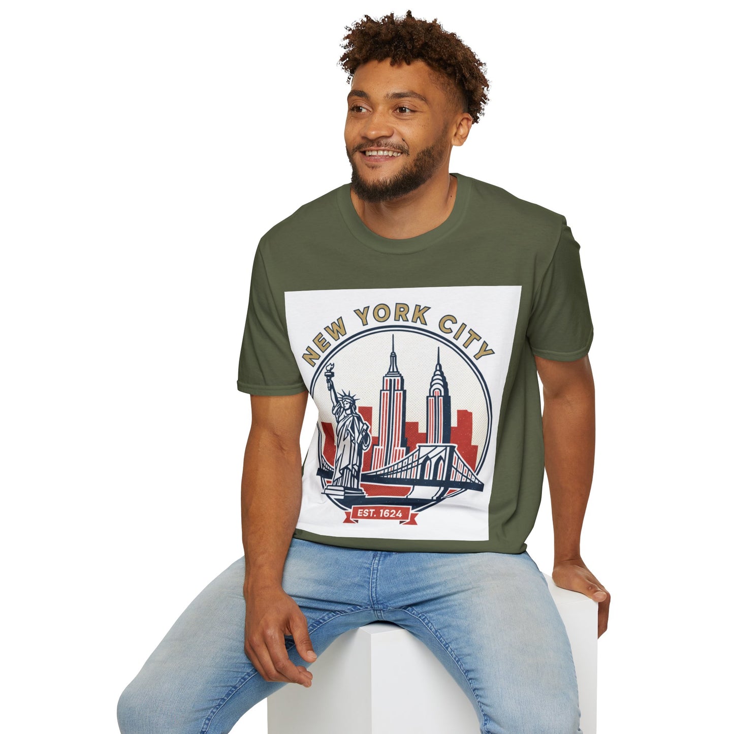 New York City Skyline T-Shirt — Statue of Liberty & Landmarks Retro Graphic Tee