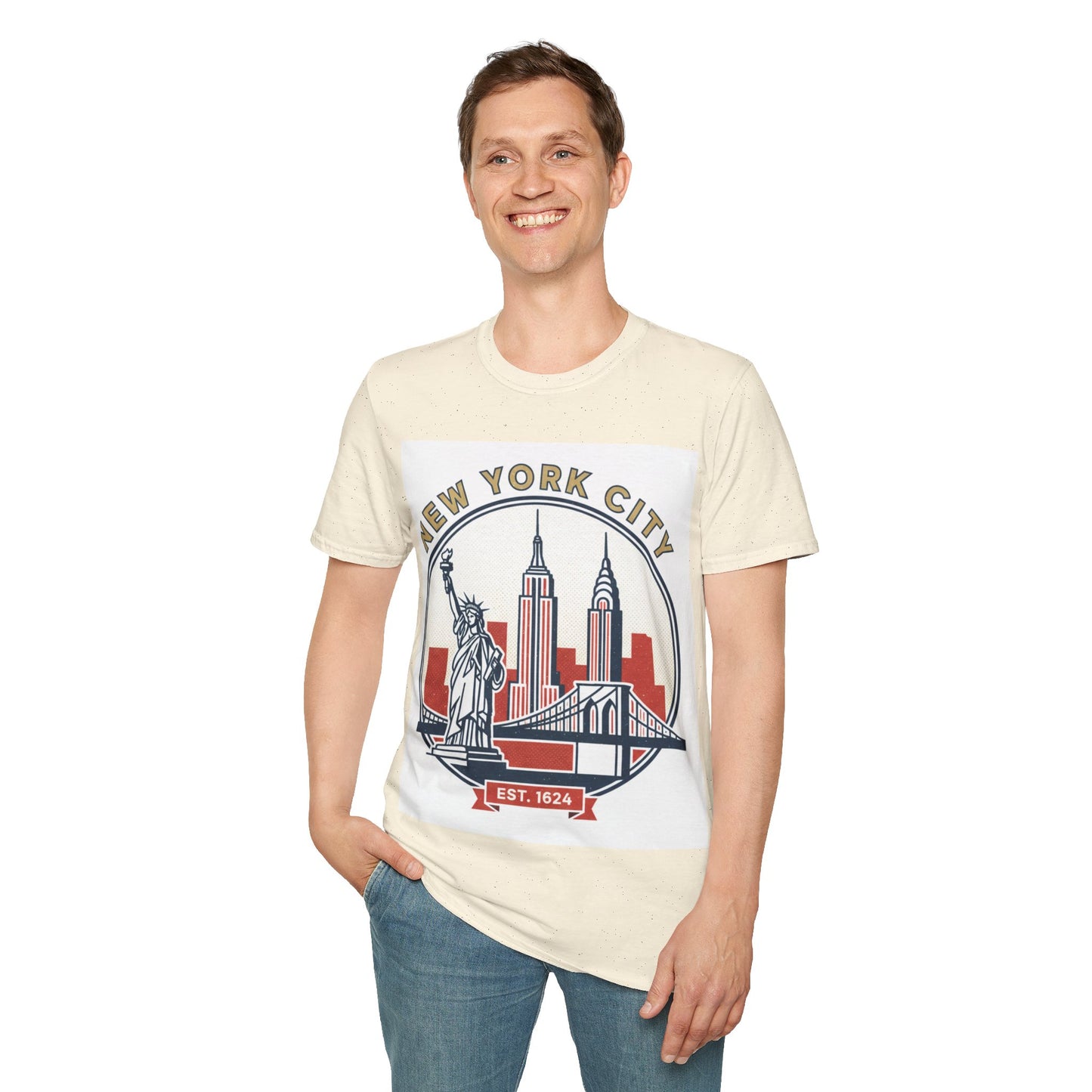 New York City Skyline T-Shirt — Statue of Liberty & Landmarks Retro Graphic Tee