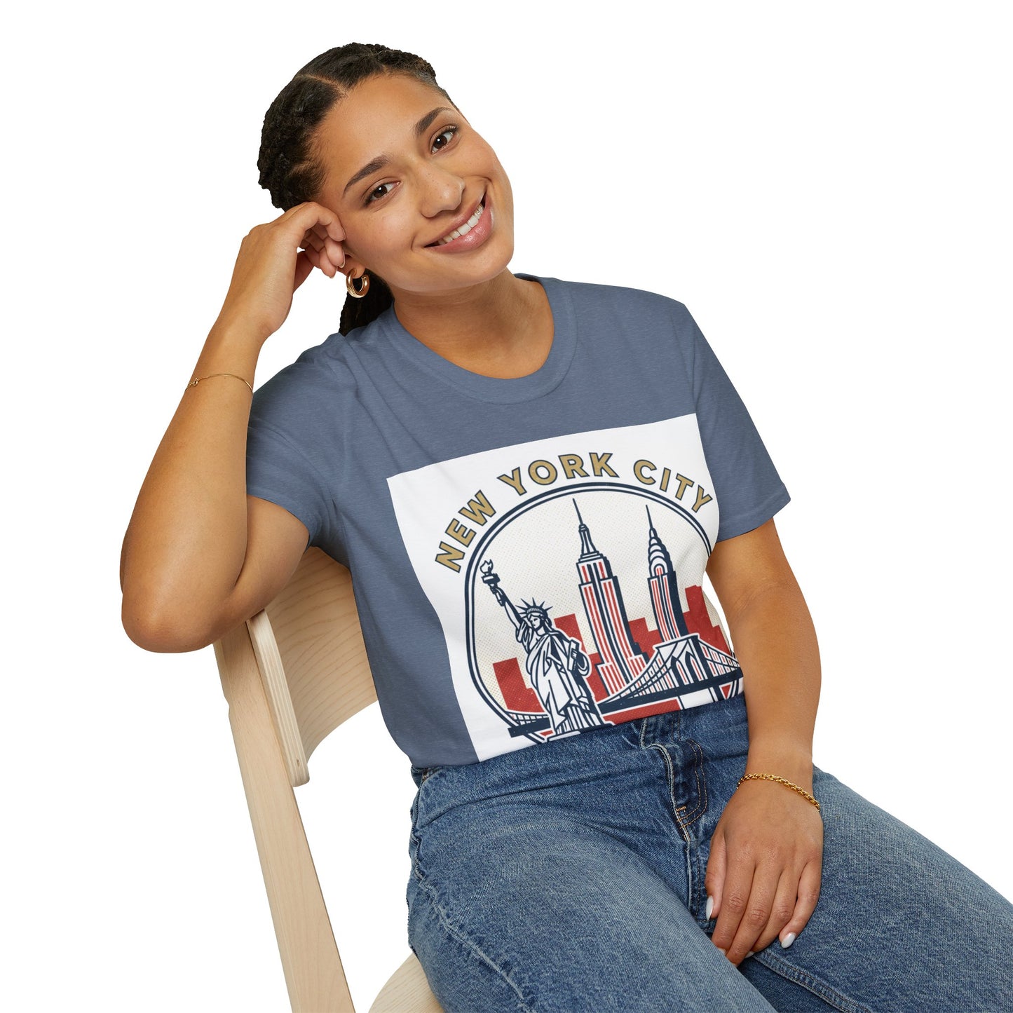 New York City Skyline T-Shirt — Statue of Liberty & Landmarks Retro Graphic Tee