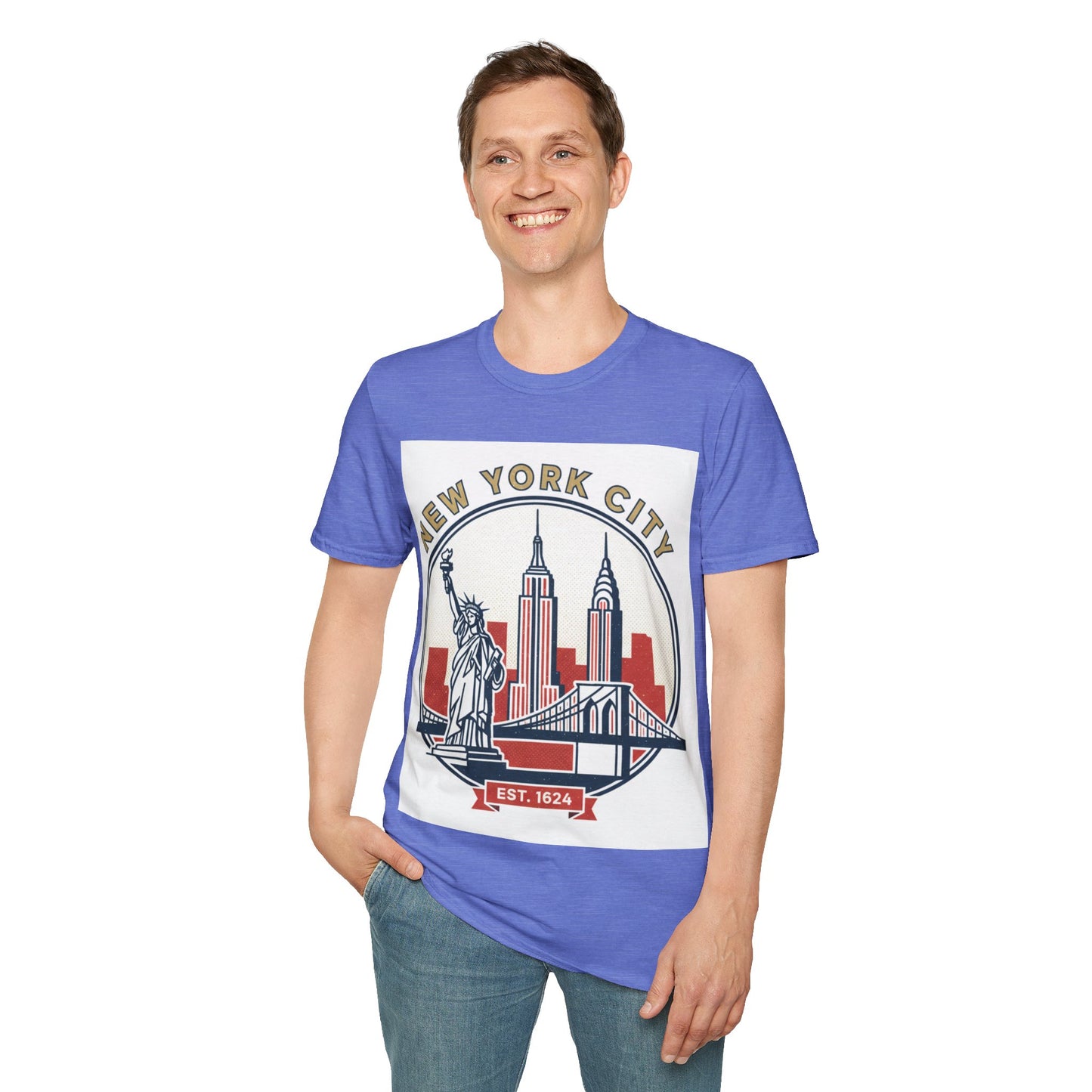 New York City Skyline T-Shirt — Statue of Liberty & Landmarks Retro Graphic Tee