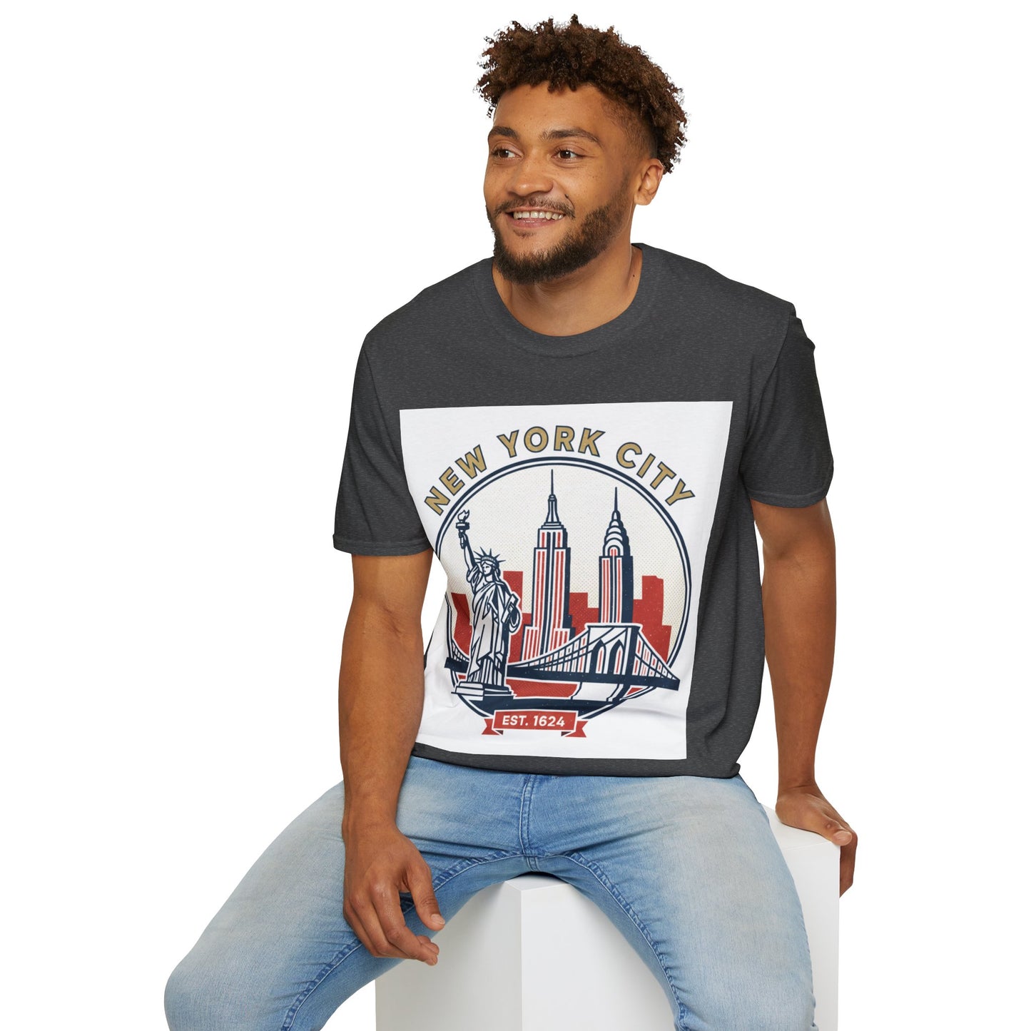 New York City Skyline T-Shirt — Statue of Liberty & Landmarks Retro Graphic Tee