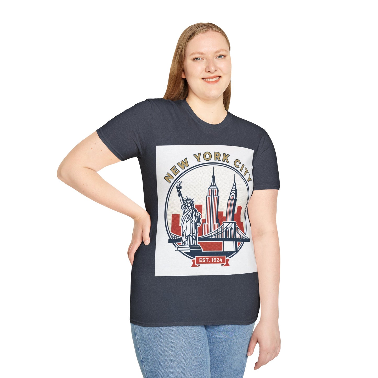 New York City Skyline T-Shirt — Statue of Liberty & Landmarks Retro Graphic Tee