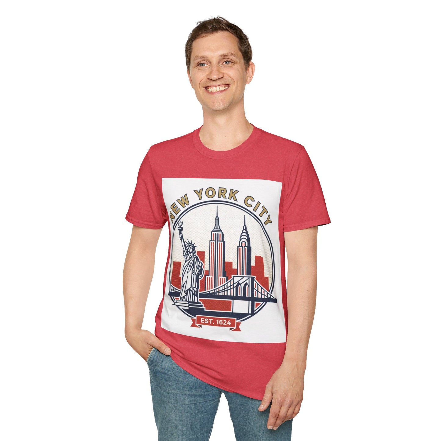 New York City Skyline T-Shirt — Statue of Liberty & Landmarks Retro Graphic Tee