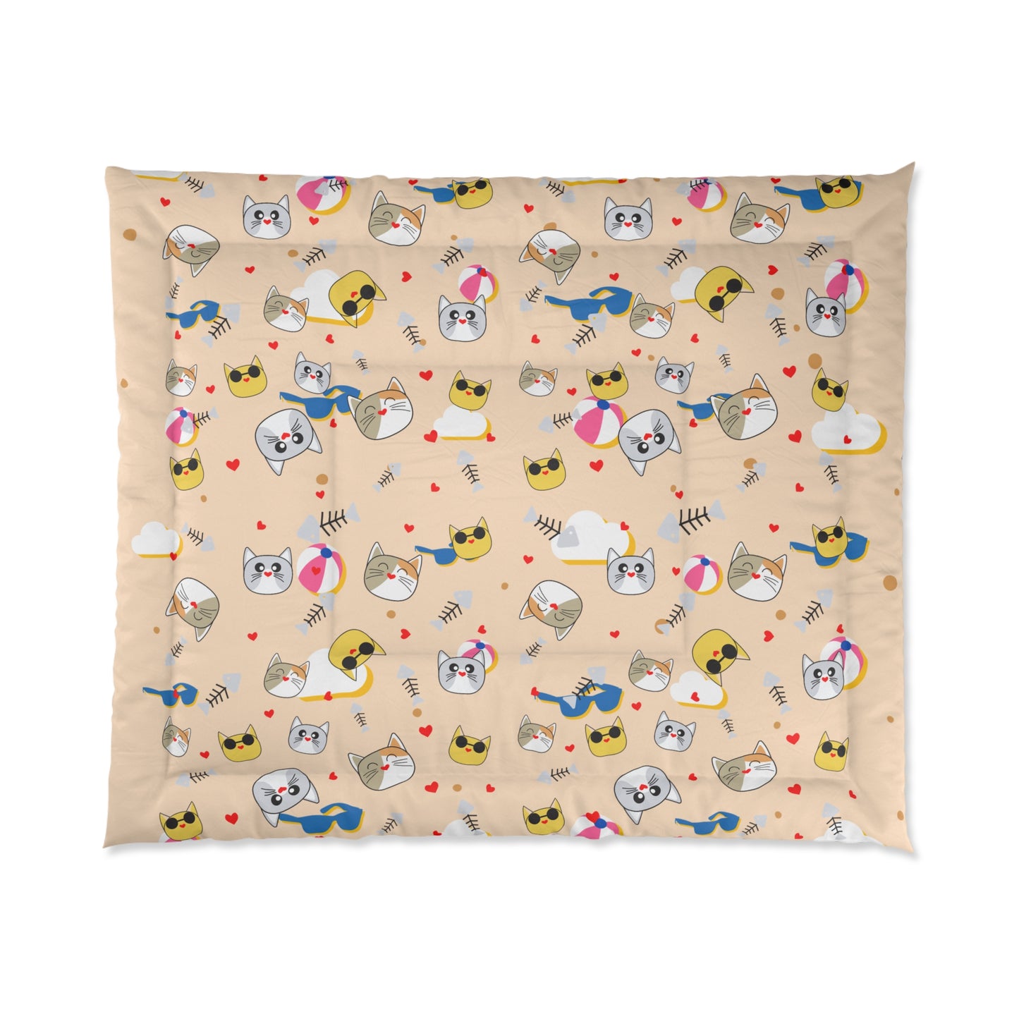 Cat Beach Pattern Comforter — Cute Summer Kitties Cover