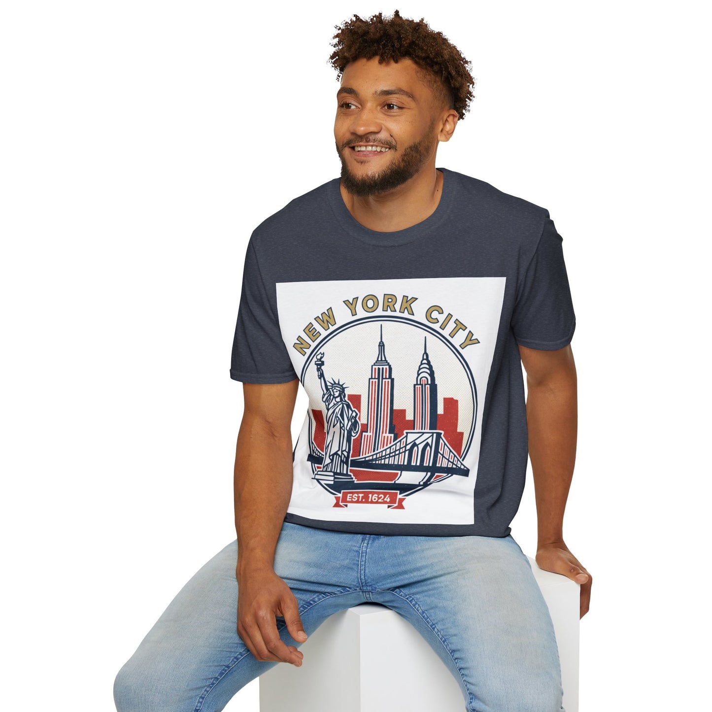 New York City Skyline T-Shirt — Statue of Liberty & Landmarks Retro Graphic Tee