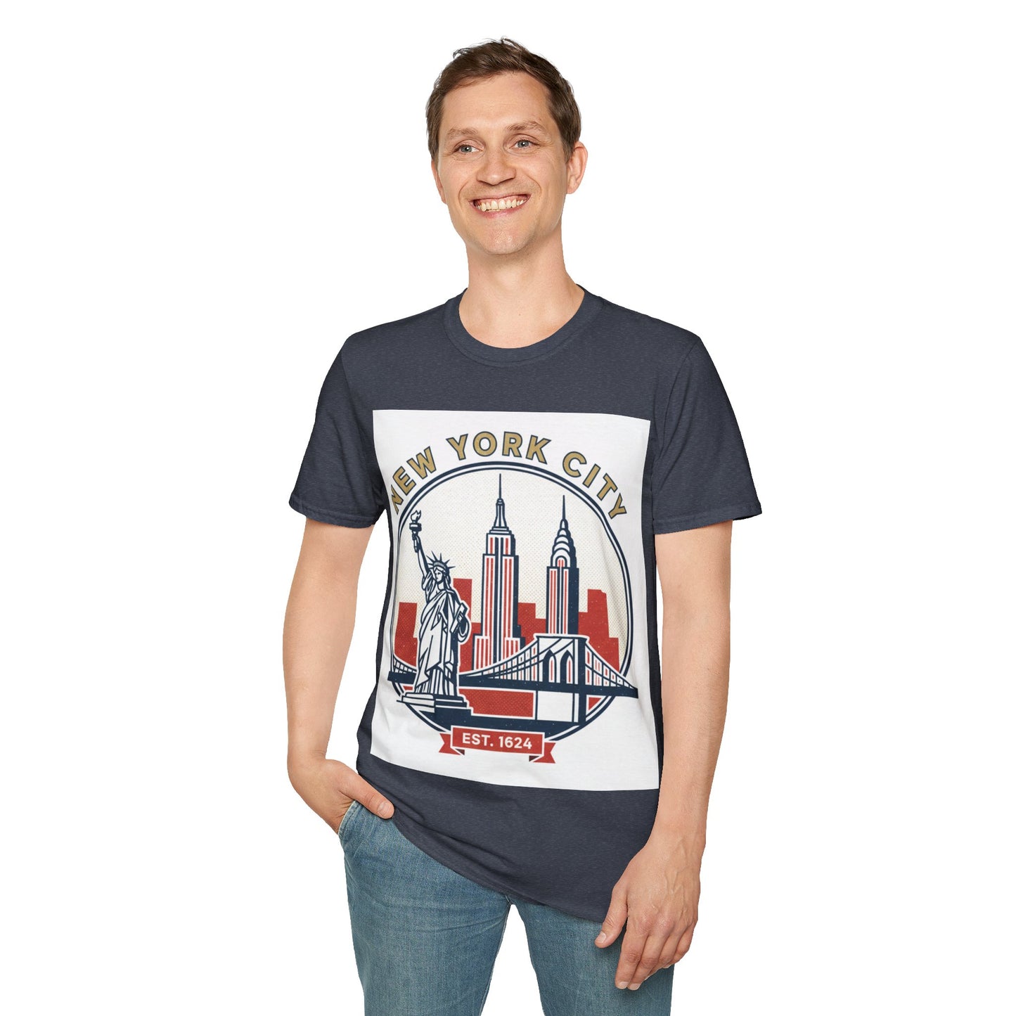 New York City Skyline T-Shirt — Statue of Liberty & Landmarks Retro Graphic Tee
