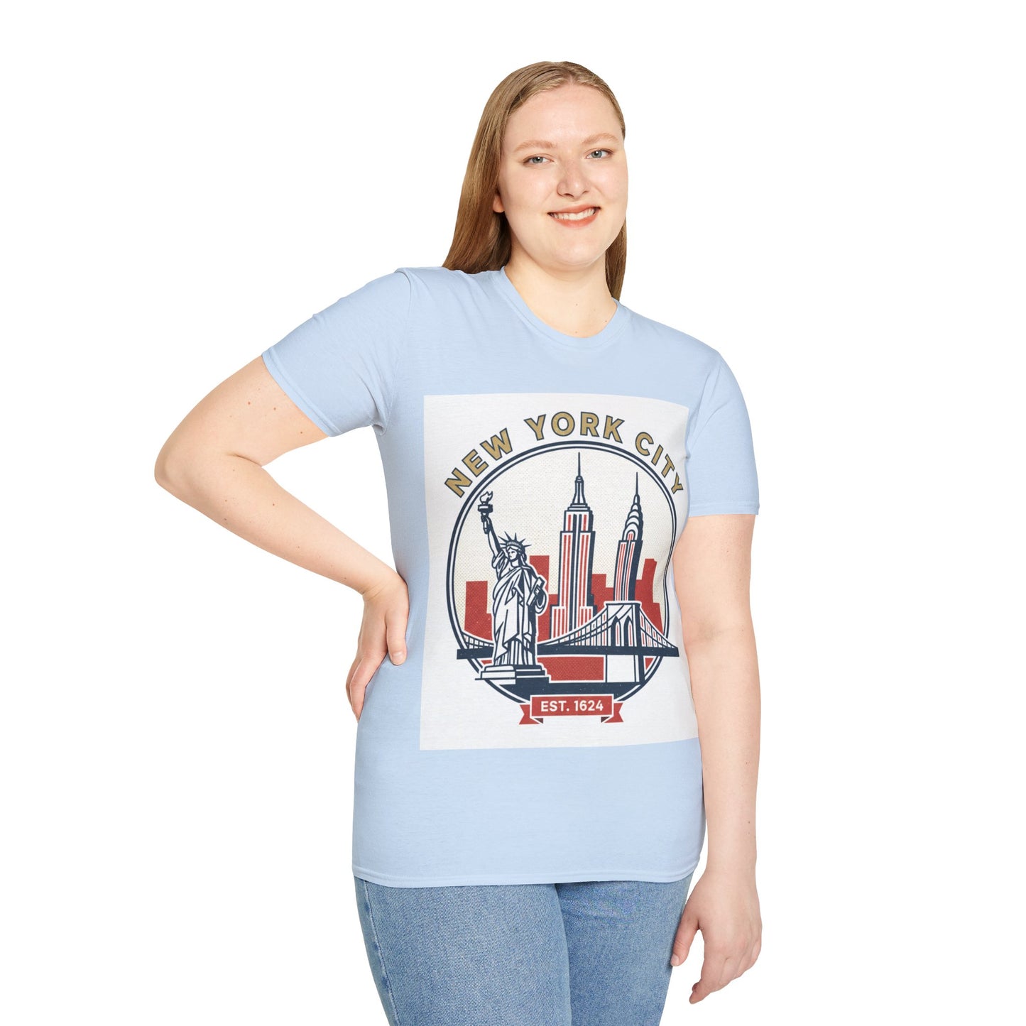 New York City Skyline T-Shirt — Statue of Liberty & Landmarks Retro Graphic Tee
