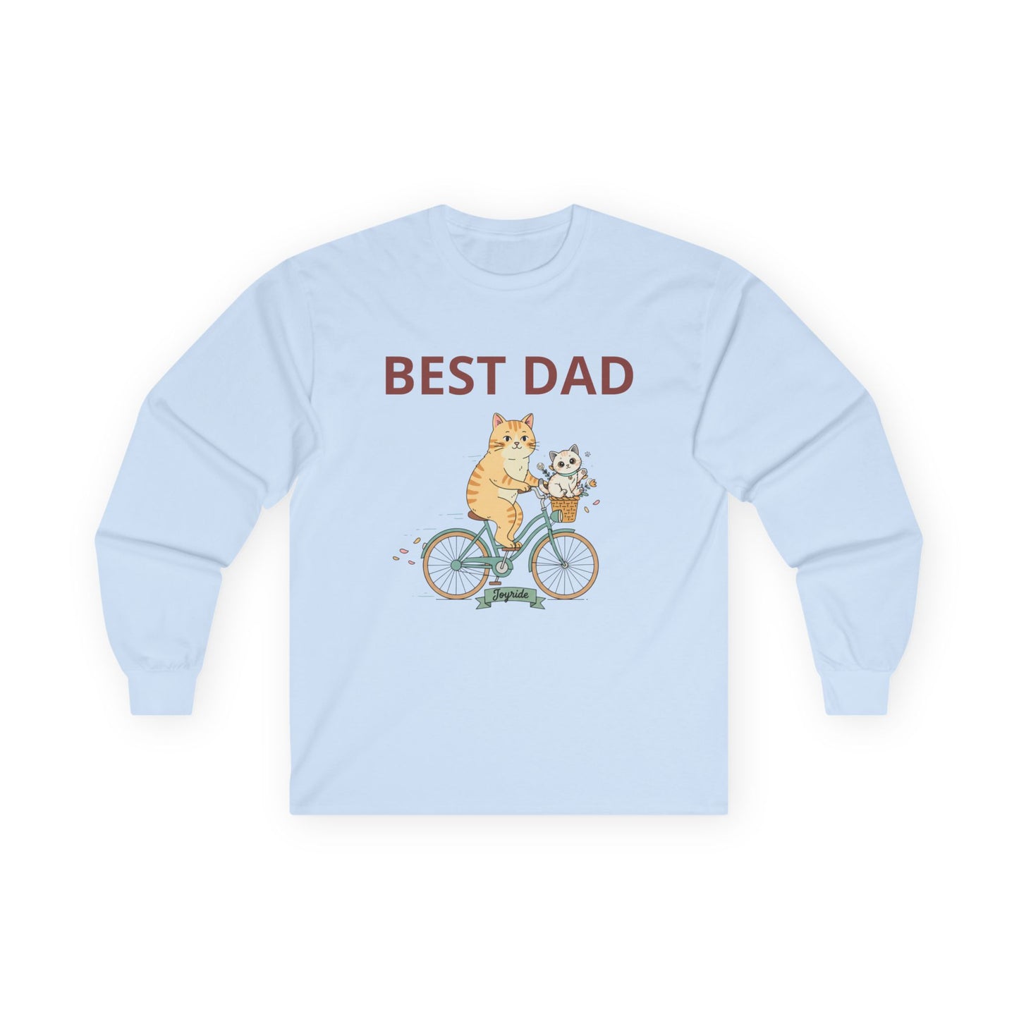 Best Dad Cat on Bike Long Sleeve Tee | Father Cat Illustration