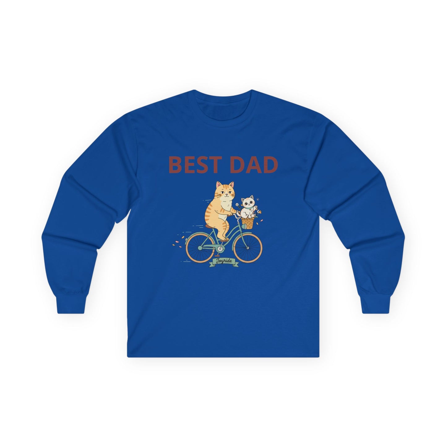 Best Dad Cat on Bike Long Sleeve Tee | Father Cat Illustration