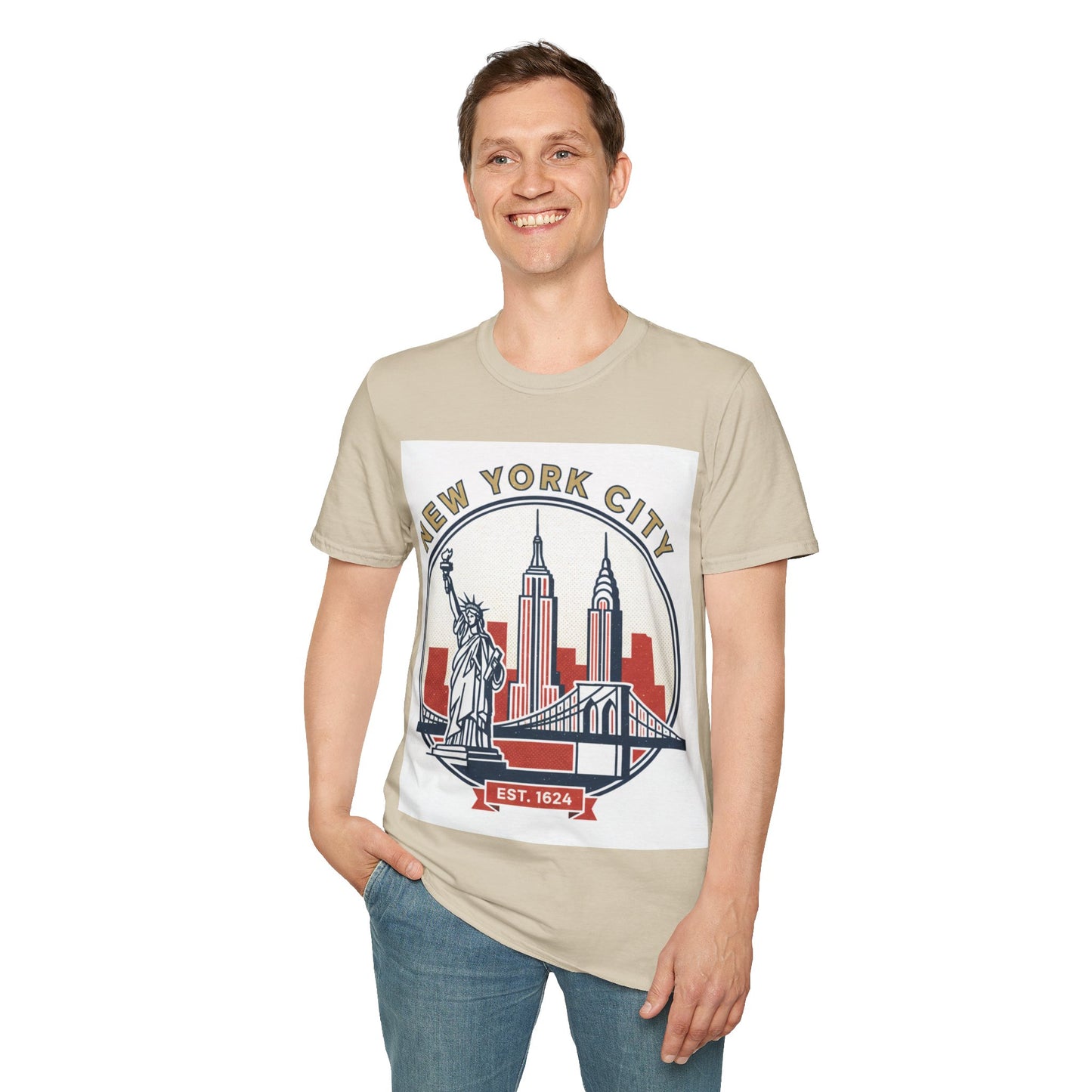 New York City Skyline T-Shirt — Statue of Liberty & Landmarks Retro Graphic Tee