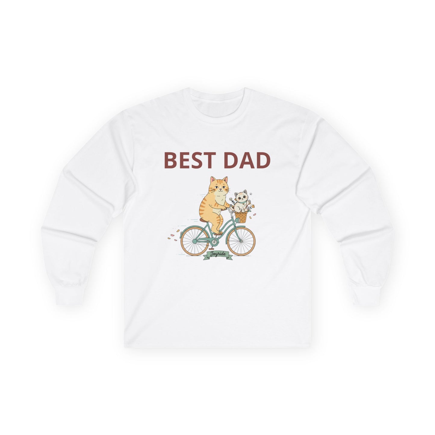 Best Dad Cat on Bike Long Sleeve Tee | Father Cat Illustration